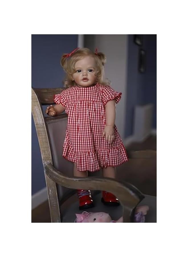 24 Inches 60CM Sweet Face Real Baby Size Rooted Blond Curly Hair Lifelike Reborn Baby Doll with Soft Weighted Cloth Body Realistic Newborn Toddler Girl Dolls That Look Real and Feel Real - Image 1
