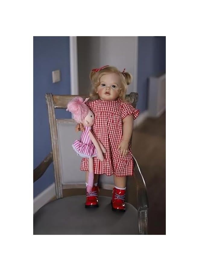 24 Inches 60CM Sweet Face Real Baby Size Rooted Blond Curly Hair Lifelike Reborn Baby Doll with Soft Weighted Cloth Body Realistic Newborn Toddler Girl Dolls That Look Real and Feel Real - Image 3