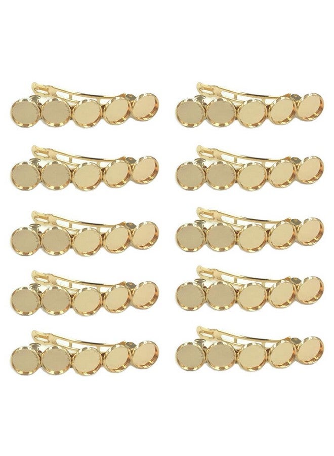 lasenersm 10 Pieces Metal Hair Clips With Blank Round Tray Base Fits 12Mm Round Hair Clip Cabochon Settings Hair Barrettes With Blank Hairgrip Base Trays For Diy Hair Accessories Making Kcgolden - Image 1