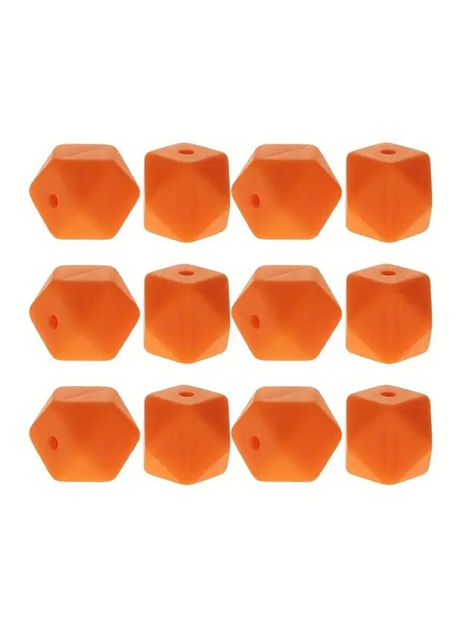 12pcs 14mm Hexagon Silicone Beads For DIY Crafts Necklace Wrist Accessory Phone Lanyard Keychain Making - Image 1