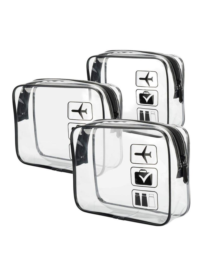 Y&D Transparent Toiletry Bags, 3 Pcs Waterproof PVC Travel Cosmetic Bag In Bulk, With Zipper Seal And Handle Finishing Bag, Suitable For Brush/Spa Fitness - Image 1