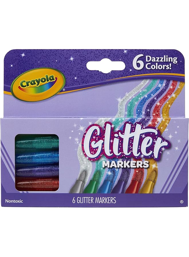 Crayola 6 Ct Glitter Markers - Image 1