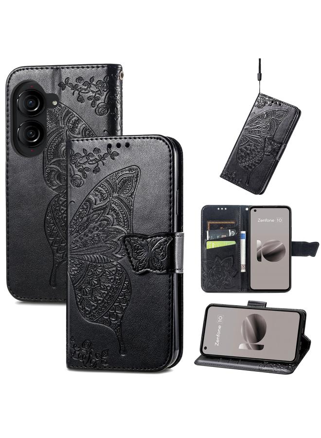 S-TOP Case For Asus Zenfone 10 Butterfly Love Flower Embossed Leather Phone Case - Image 1