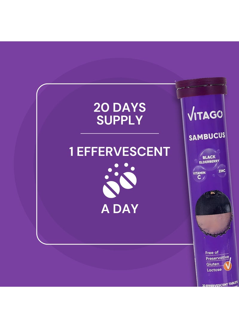 VITAGO - Sambucus Effervescent Tablets, Vitamin C & Zinc - 20 Tablets - Image 1