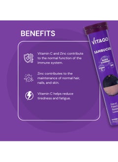 VITAGO Sambucus Effervescent Tablets, Vitamin C & Zinc - 20 Tablets  - Image 3