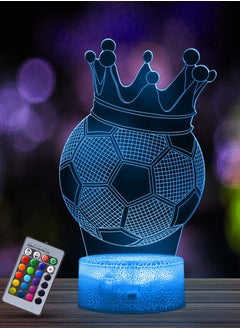 Football 3D Illusion Lamp, Gifts for Boys Girls, Night Light with 16 Colors Change Remote Control Decorative Desk Lamp Creative Birthday Gift Sports Fans Toys