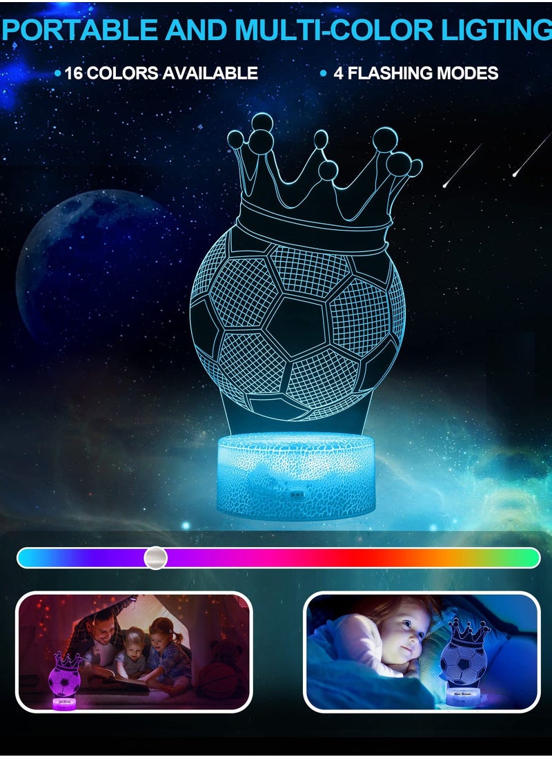 NIBEMINENT - Football 3D Illusion Lamp, Gifts for Boys Girls, Night Light with 16 Colors Change Remote Control Decorative Desk Lamp Creative Birthday Gift Sports Fans Toys - Image 1