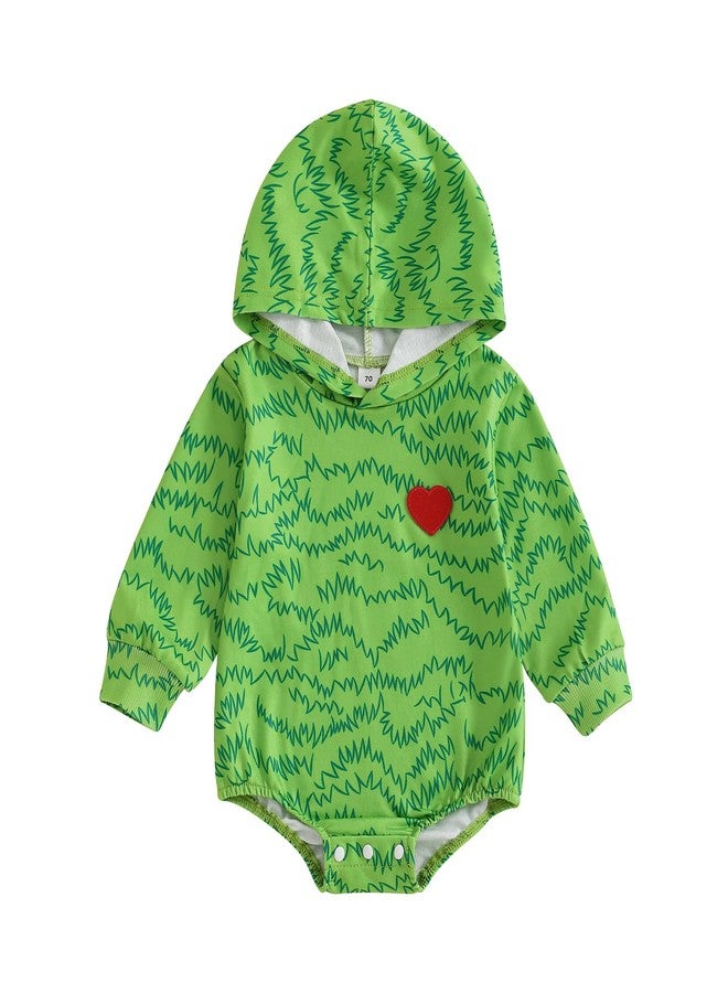Ayalinggo Christmas Baby Clothes Newborn My First Christmas Baby Girl Boy Outfit Green Monster Romper Heart Print Hoodie (Green, 3-6 Months) - Image 1