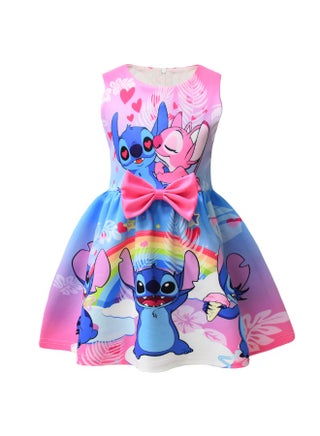stitch birthday dress Black Short Sleeve Babydoll Dress - Mini Dresses