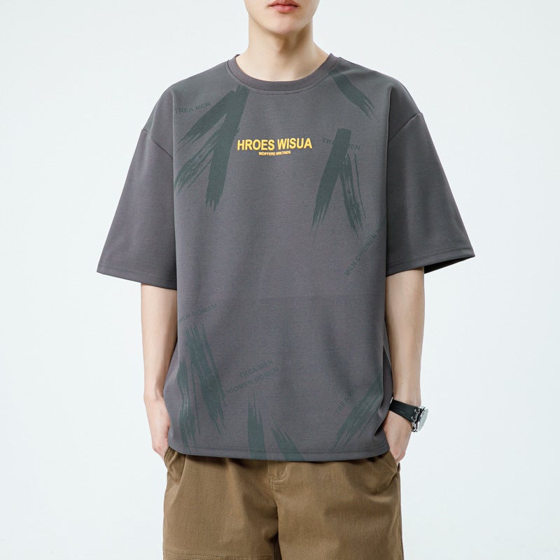 6886 Running Volume Special Loose Trend Letter Printing Round Neck Short Sleeve T-Shirt Trend - Image 1