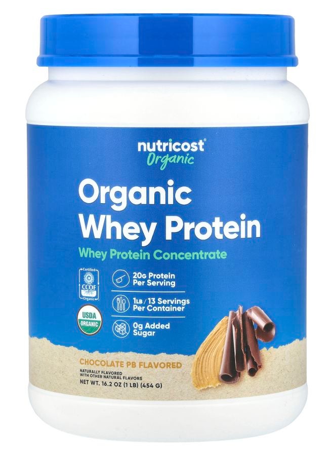 Nutricost Organic Whey Protein Chocolate PB 1 lb (454 g) - Image 1