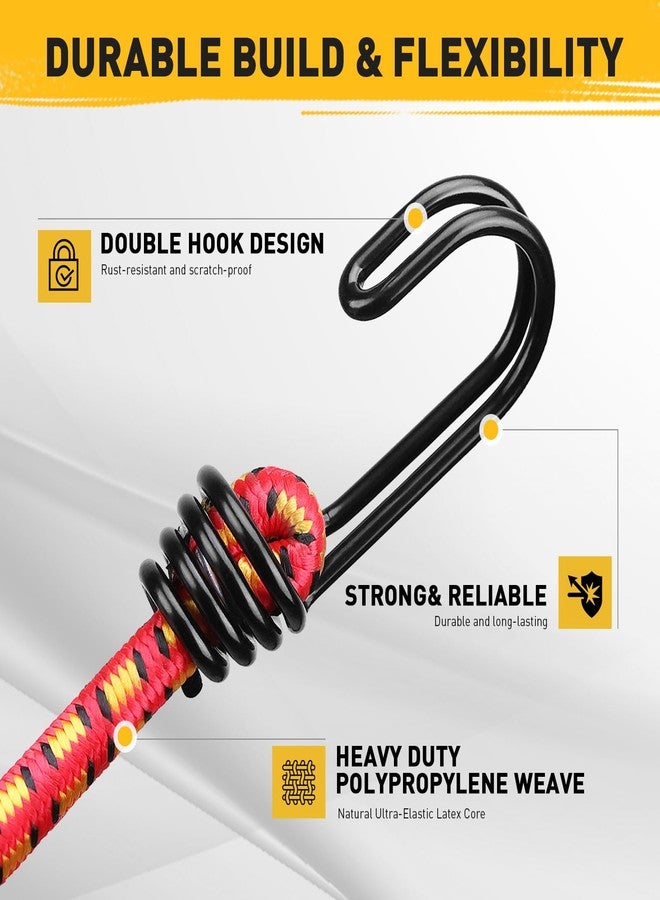 ELEAD حبال بنجي مرنة من إيلياد بطول 18 بوصة مع خطافات: 10 حبال بنجي شديدة التحمل للاستخدام الخارجي، مجموعة متنوعة من حبال البنجي مع خطاف معدني، أحزمة بنجي للتجديف والتخييم وتخزين المرآب - Image 4