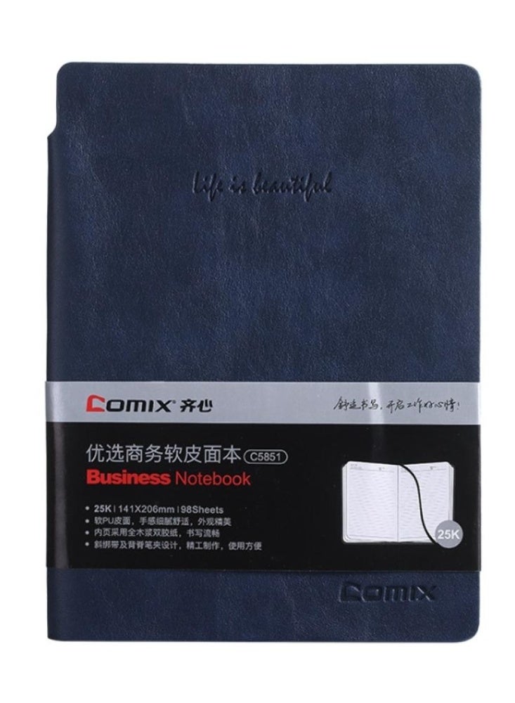 كوميكس كومكس - دفتر اعمال 98ورقة ورق اصفر مسطر مقاس A5 - لون كحلي - Image 1