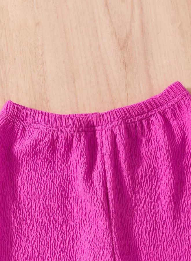 Take Two Girls Magenta Crinkle Texture Wide Leg Pants - Image 3