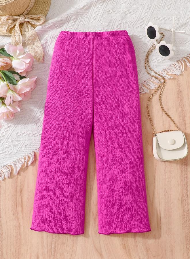 Take Two Girls Magenta Crinkle Texture Wide Leg Pants - Image 2