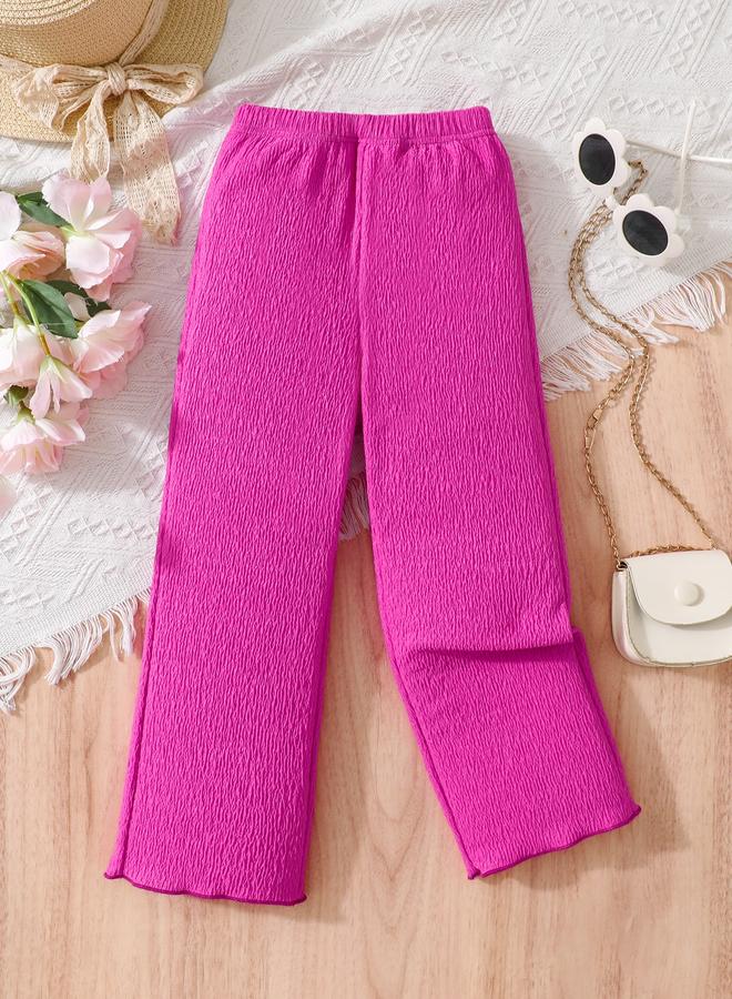 Take Two Girls Magenta Crinkle Texture Wide Leg Pants - Image 1