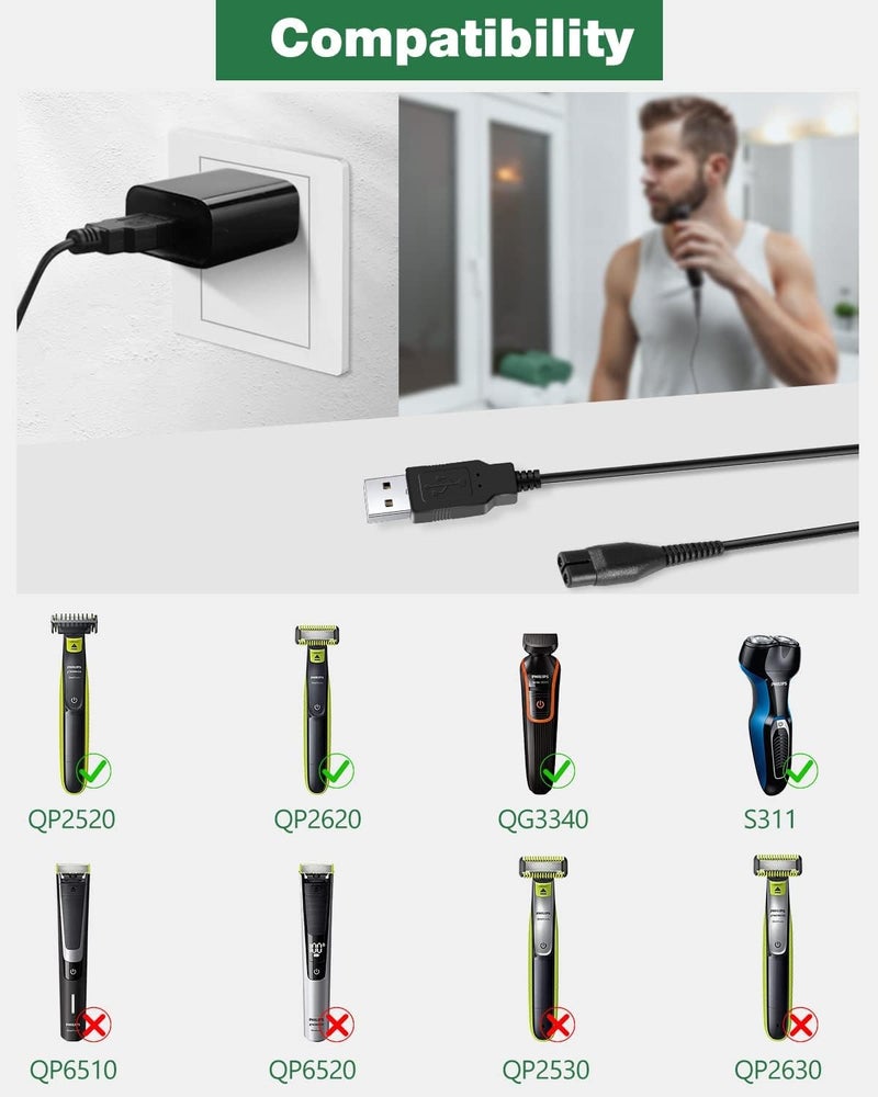 VNJ ACCESSORIES 4.3V Ultra Fast USB Charging Cable Compatible with Only Philips Trimmer Model QP2550 (A00390 Replacement) - Image 2