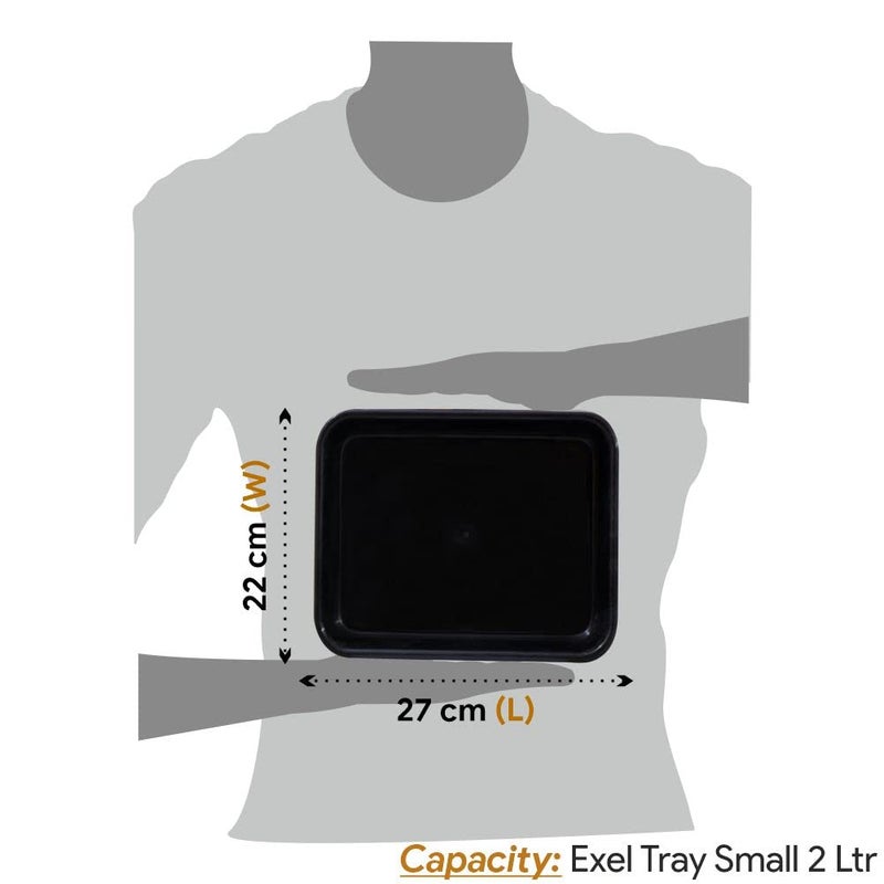 Wonder Exel Small Rectangular Multipurpose Organising & Storage Plastic Tray, Set of 3, Multicolour, Standard (EXCELSMALL) (Mix) (Black) - Image 3