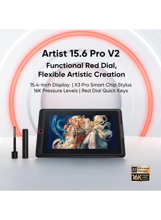 XPPen Artist 15.6 Pro V2 Drawing Tablet with Screen, 16K Pen Pressure Stylus Digital Art Tablet with Full-Laminated Anti-Glare Glass Adjustable Stand 8 Shortcut Keys Work for PC Mac Linux Android - Image 2