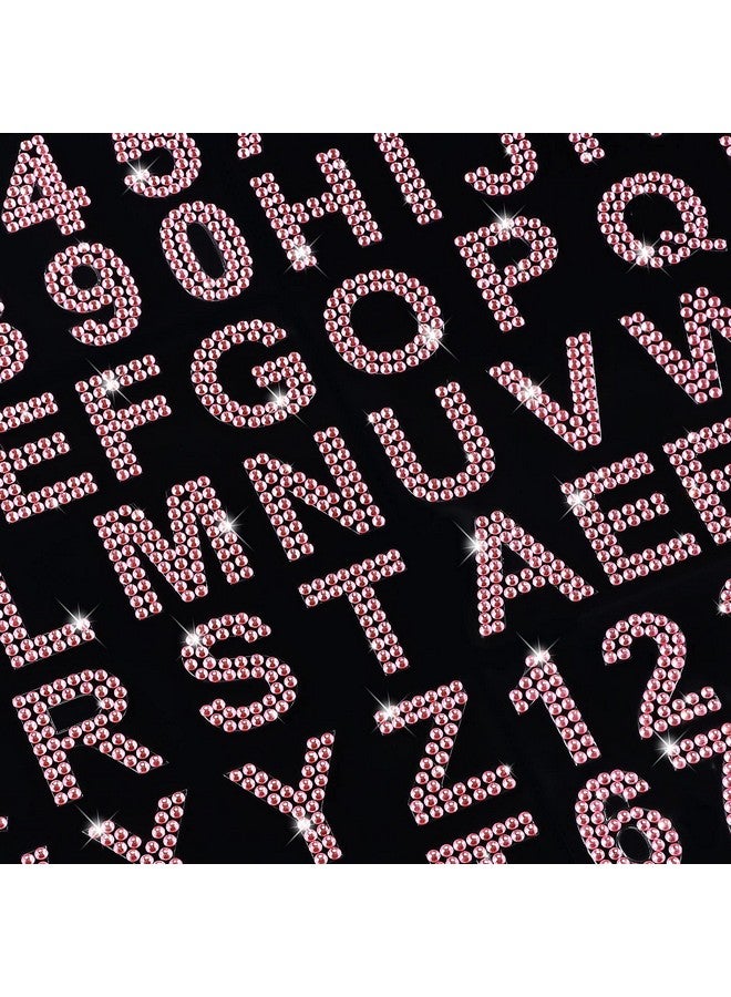 واي دريس 88 قطعة من ملصقات الحروف الأبجدية من حجر الراين ملصقات حروف لامعة بأرقام لامعة ملصقات حروف ذاتية اللصق للحرف اليدوية (وردي) - Image 5