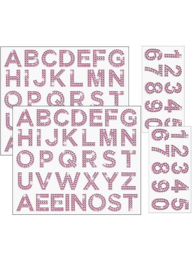 واي دريس 88 قطعة من ملصقات الحروف الأبجدية من حجر الراين ملصقات حروف لامعة بأرقام لامعة ملصقات حروف ذاتية اللصق للحرف اليدوية (وردي) - Image 1