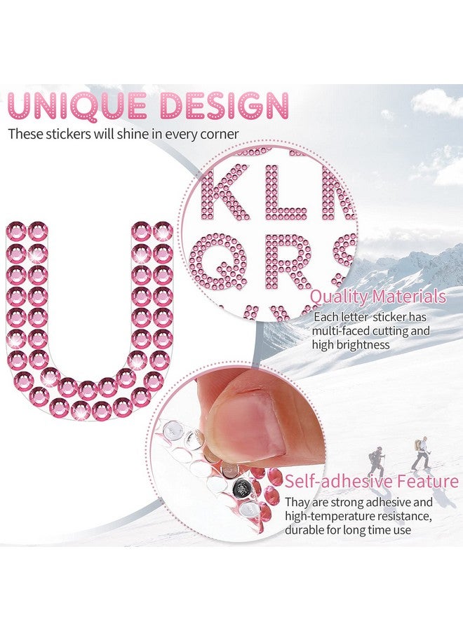 واي دريس 88 قطعة من ملصقات الحروف الأبجدية من حجر الراين ملصقات حروف لامعة بأرقام لامعة ملصقات حروف ذاتية اللصق للحرف اليدوية (وردي) - Image 3