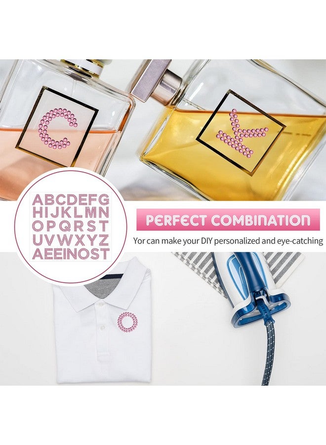 واي دريس 88 قطعة من ملصقات الحروف الأبجدية من حجر الراين ملصقات حروف لامعة بأرقام لامعة ملصقات حروف ذاتية اللصق للحرف اليدوية (وردي) - Image 4