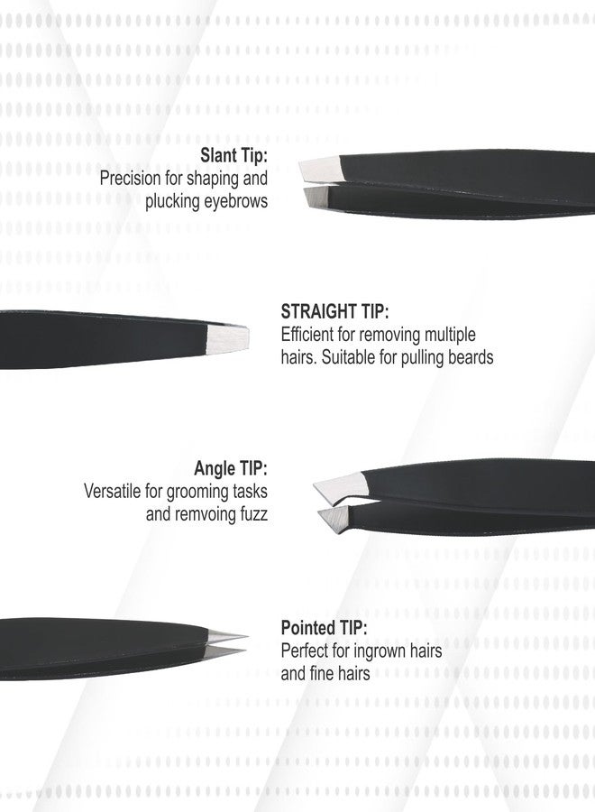 Jimy Eyebrow Tweezers - High Precision Slant Tips Tweezers, Superior Grip, Stainless Steel Tweezers for Women Facial Hair, Sleek Design for Ingrown Hair (Pack Of 4) - Image 4