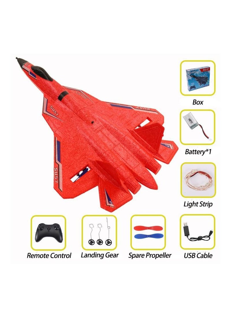 AROAQ RC Foam Aircraft Remote Control Airplane Foam Toys for Children SU 57 Red  - Image 1