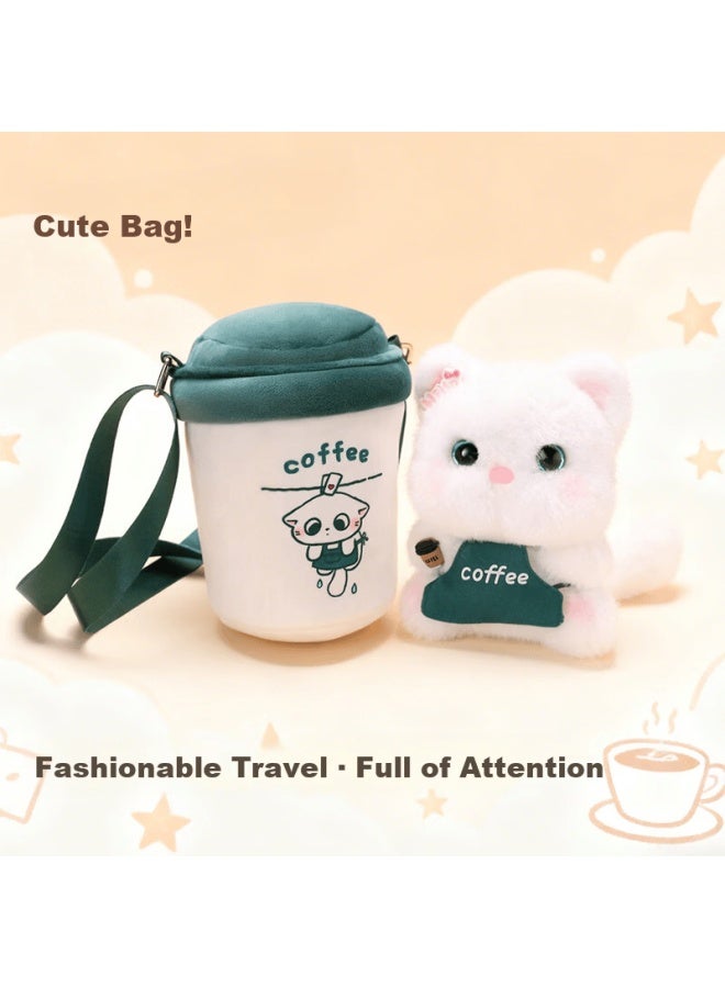 Weltston Cat Plush Toy Doll Pillow Birthday Women's Day Gift Coffee Backpack - Image 3