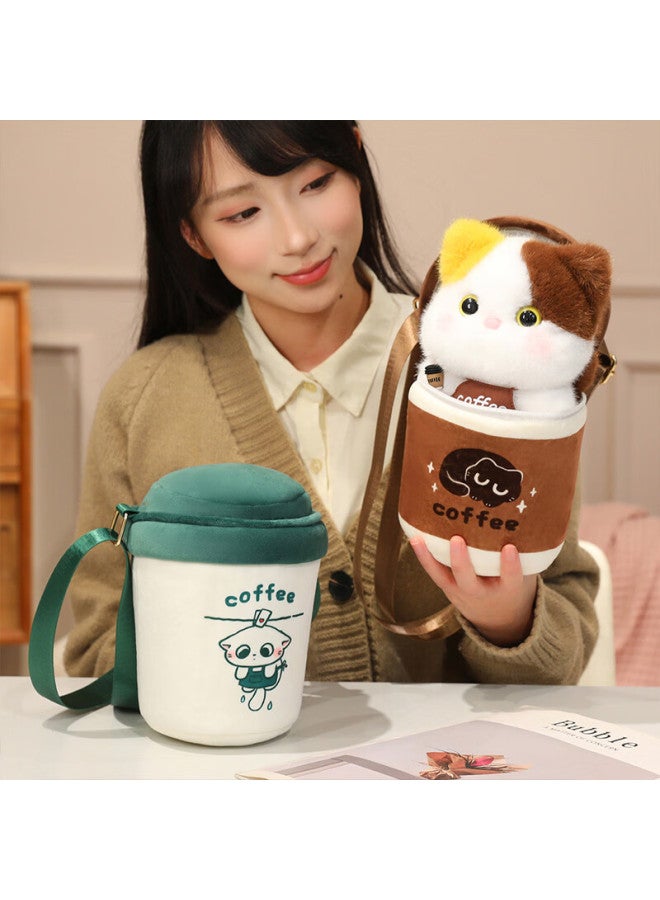 Weltston Cat Plush Toy Doll Pillow Birthday Women's Day Gift Coffee Backpack - Image 2