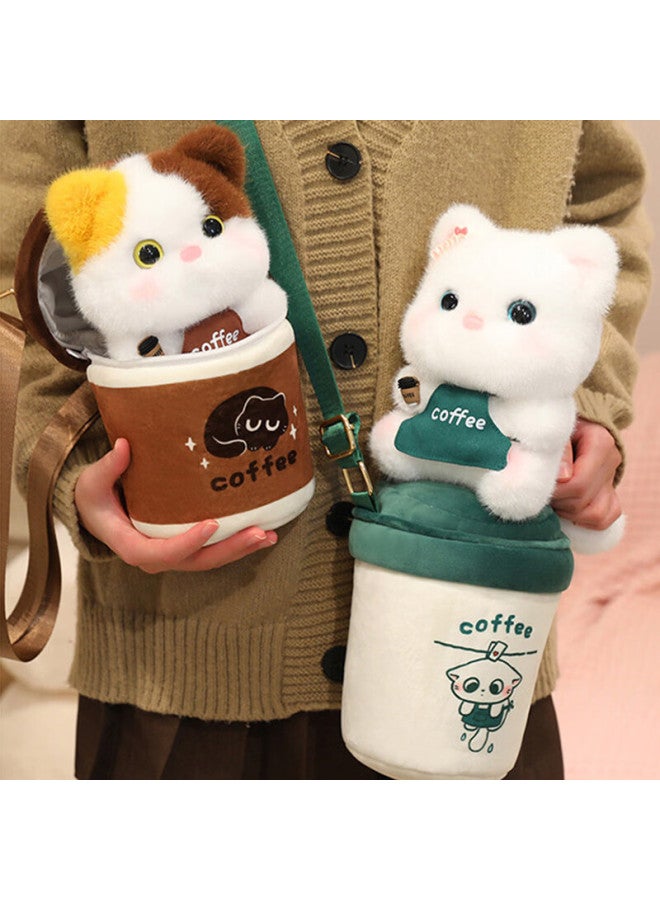 Weltston Cat Plush Toy Doll Pillow Birthday Women's Day Gift Coffee Backpack - Image 4