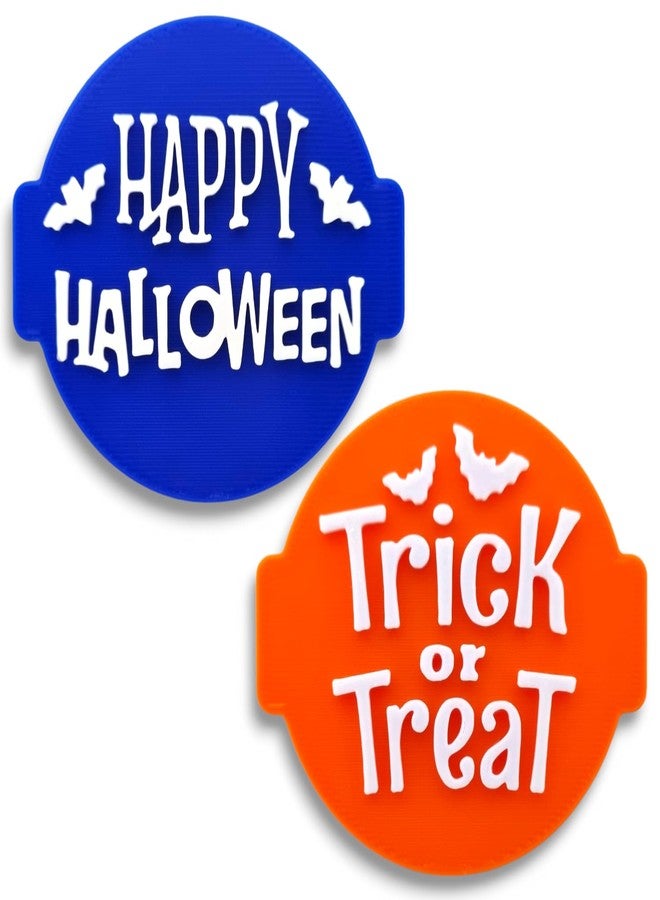 1066 Factory Happy Halloween and Trick or Treat (Set of 2 Stamps) Embosser Stamp for Icing Fondant Frosting Sugar Paste Cupcake Cake Cookie Baking Decoration - Image 1