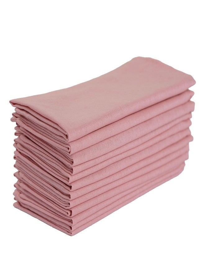 INFEI Solid Color Polyester Linen Blended Thin Dinner Cloth Napkins - Set of 12 (40 x 40 cm) - for Wedding Parties Events & Home Use (Blush) - Image 2