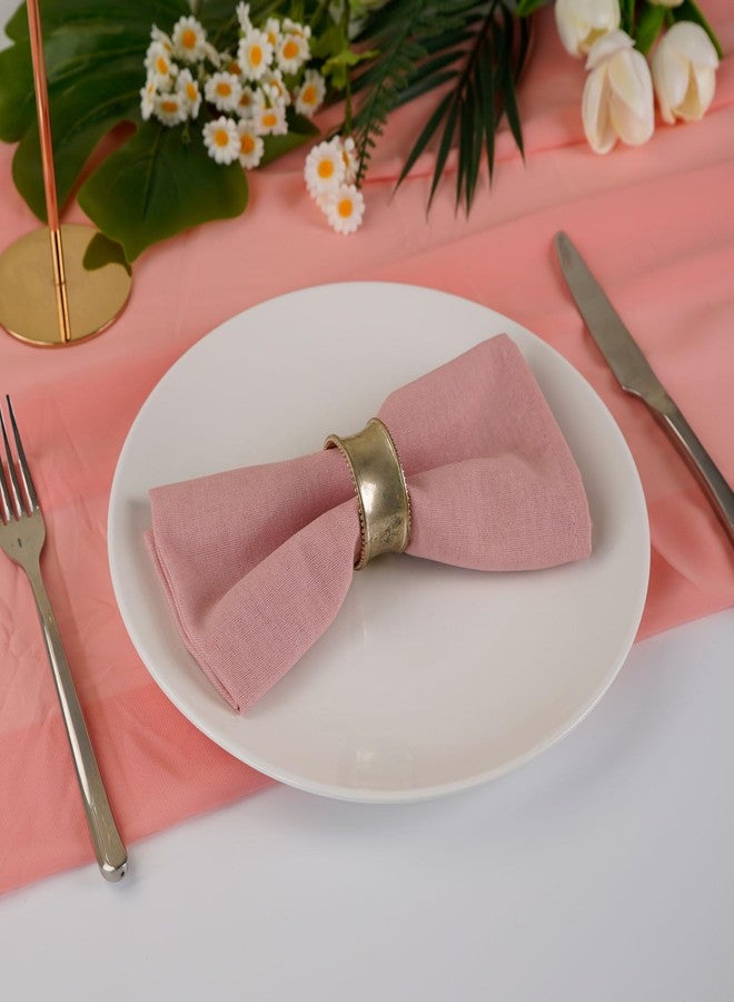 INFEI Solid Color Polyester Linen Blended Thin Dinner Cloth Napkins - Set of 12 (40 x 40 cm) - for Wedding Parties Events & Home Use (Blush) - Image 4