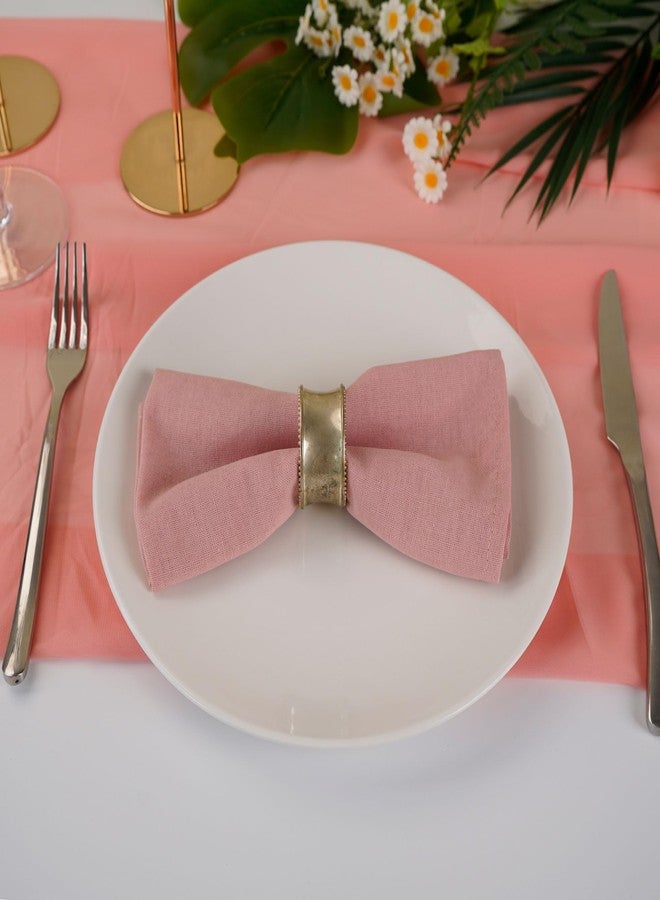 INFEI Solid Color Polyester Linen Blended Thin Dinner Cloth Napkins - Set of 12 (40 x 40 cm) - for Wedding Parties Events & Home Use (Blush) - Image 5