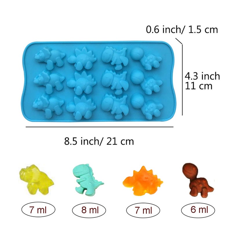 Krlifcsl Candy Molds Ice Cube Trays Chocolate Molds Silicone Molds Including 3 Dinosaur For Making Ice Jelly Chocolate Soap Pack Of 3 With 1 Dropper. (Dinosaur) 1 - Image 2