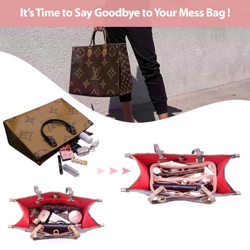 OMYSTYLE Pink Organizer Insert, Felt Tote Bag Organizer Insert with 5 Sizes, Handbag Dividers for Inside Purse, Compatible with Longchamp, Neverful, Speedy and More - Image 2