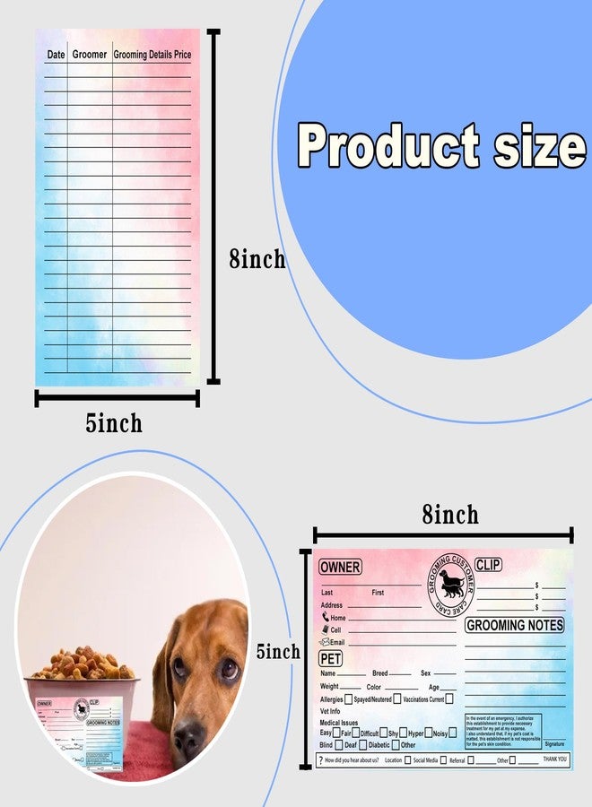 سمارستيكرس بطاقات معلومات عن العناية بالحيوانات الأليفة (قطط وكلاب) مقاس 8x5 بوصة، بطاقة بيانات العميل، بطاقة تسجيل الخدمة، بطاقة بيانات العمل، بطاقات صفحة العميل لمصففي الحيوانات الأليفة المحترفين، رعاية الكلاب، عبوة من 50 بطاقة (وردي) - Image 2