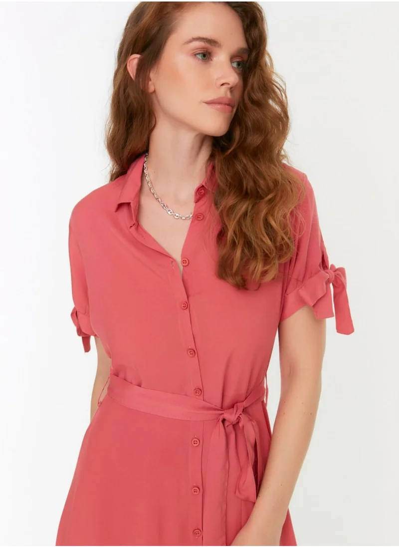 trendyol Tie Detail Button Down Dress