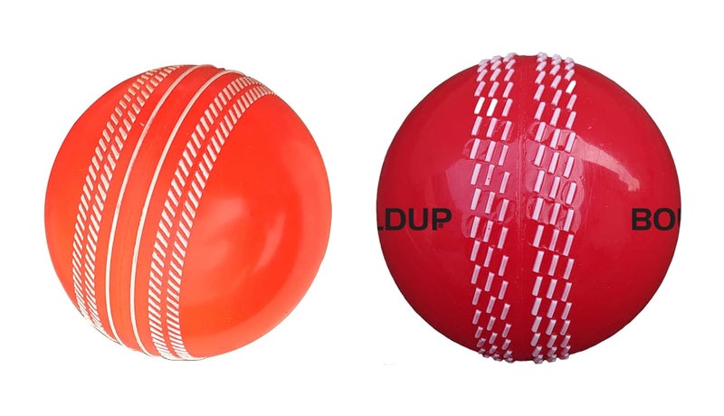 IFOLDUP Rubber Synthetic Cricket Ball i10 -Poly Hard Ball for Indoor and Outdoor TrainingSet of 2 (Orange+Maroon Pack of 02) - Image 1