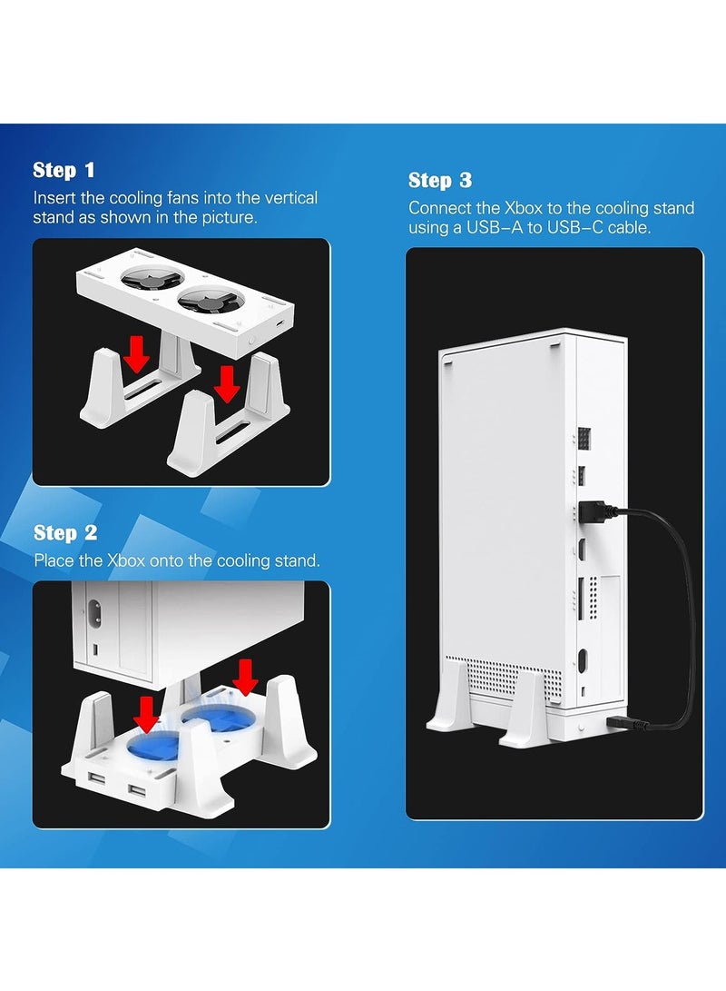 Loquat Cooling Fan Tower Stand for Xbox Series S Console, 3 Levels Adjustable Fan Speed, with Type-C Power In, USB Charging and Data Transfer Ports  - Image 5