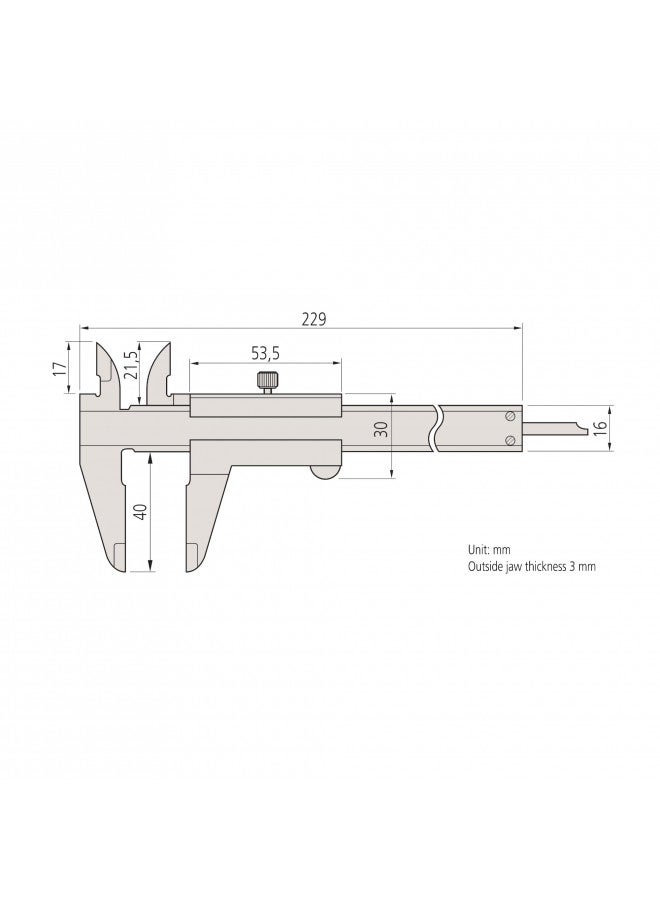 Mitutoyo 530-312 Vernier Calipers, Stainless Steel, for Inside, Outside, Depth and Step Measurements, Metric, 0"/0mm-150mm Range, +/-0.03mm Accuracy, 0.02mm Resolution, 40mm Jaw Depth - Image 2