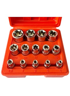 Inditrust INDITRUST Chrome Vanadium Steel 14Piece ETorx Premium Female Torx Socket SetUltimate Star Socket SetTorque Socket SetExternal Torx Socket SetE4 E5 E6 E7 E8 E10 E11 E12 E14 E16 E18 E20 E22 E24  - Image 1