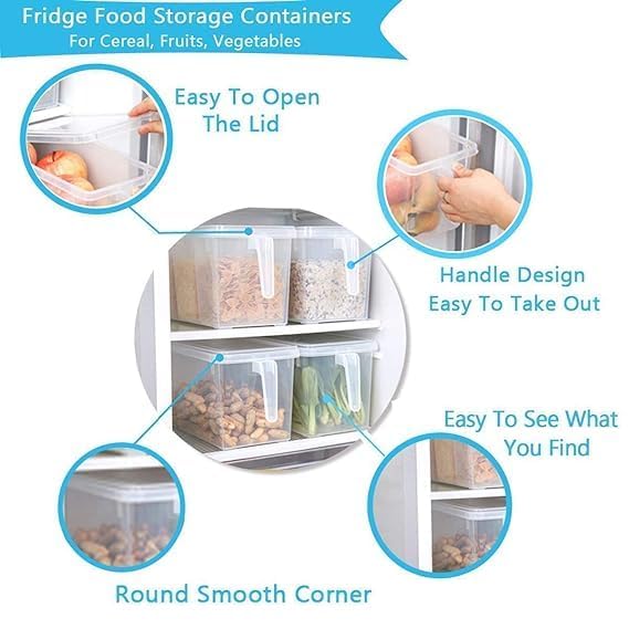 LEMBOSE Fridge Storage Boxes, Fridge Organizer For Kitchen Plastic Containers For Kitchen Storage Food Storage Containers with Handle with Lid (5 Liter) (Pack Of 1) - Image 3