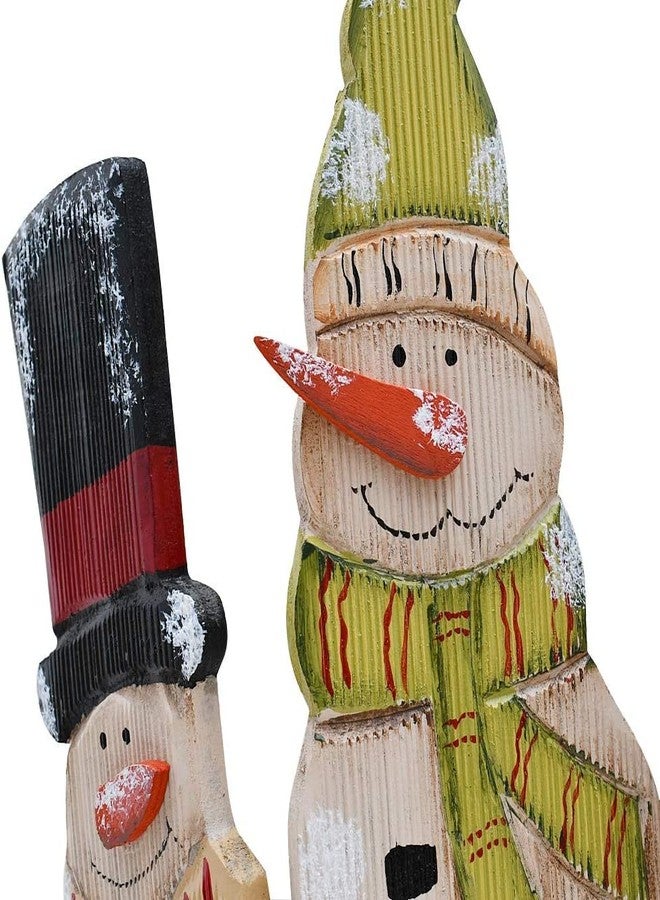 Linfevisi Christmas Snowman Table Decor Wooden Folding Triple Fireplace Screen Wood Snowmen Signs Decorations Indoor Standing Xmas Rustic for Mantel Holiday Winter Seasonal Festive Home House 12.5“ - Image 4