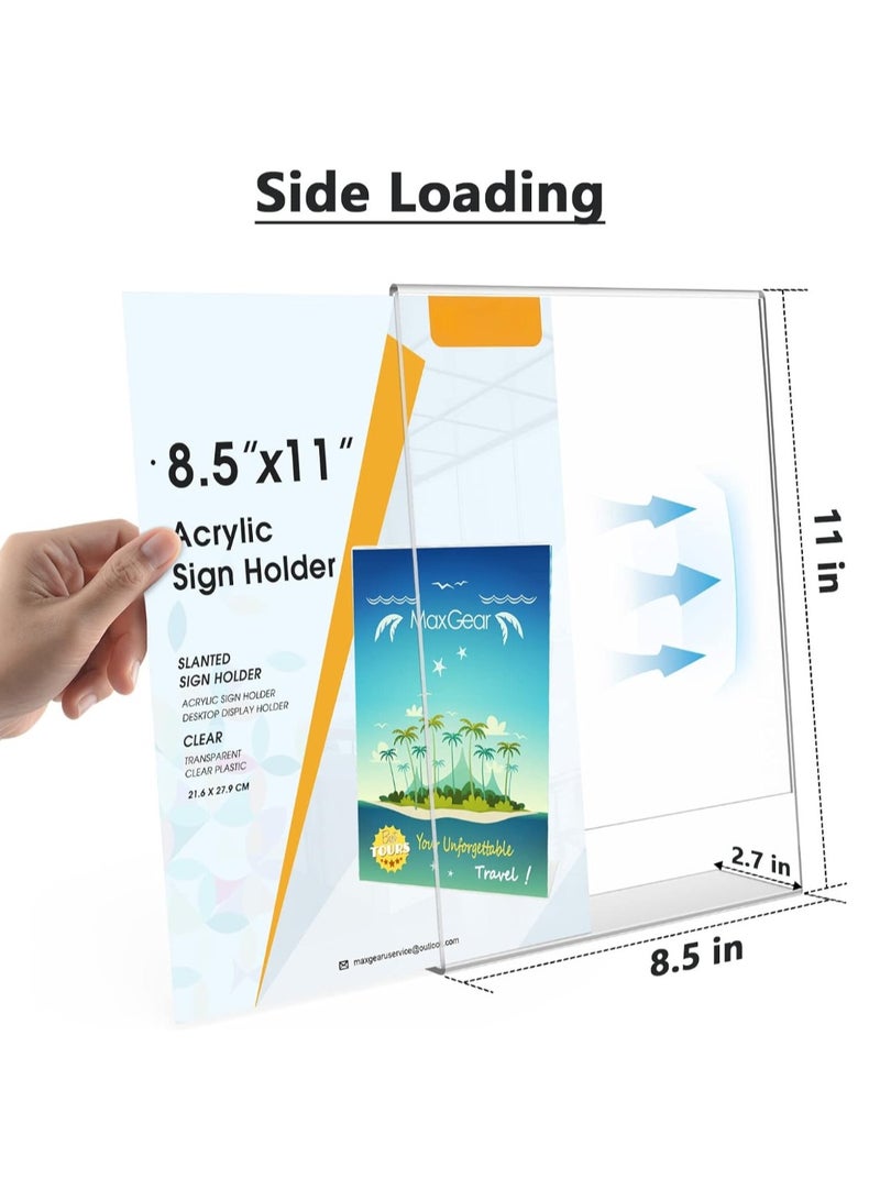 TPGP Acrylic Sign Holder 8.5 X 11 Slant Back Design Clear Sign Display Holder Plastic Display Stands - Pack Of 12 - Image 2