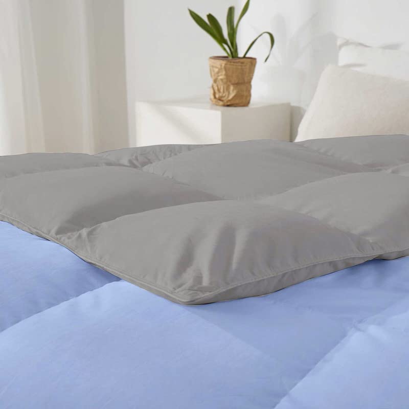 Razzai 500 GSM Winter Comforter Premium Collection Quilted Revesible Comforter (90" x 90" Inches/228cm x 228cm) - Queen Size | Silver/Sky Blue - Image 4