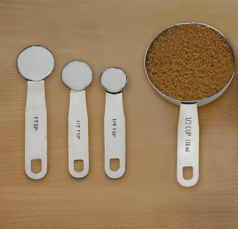 Steren Impex | Stainless Steel Measuring Cup & Measuring Spoon Set, Round Shaped, Set of 4 Piece Each - Image 5