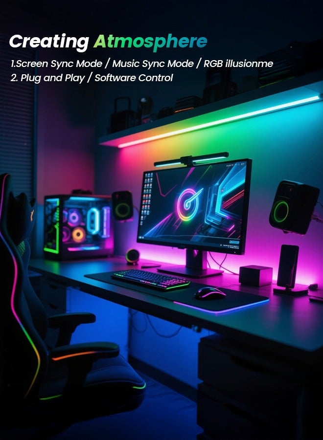 Lucky Kids 27-Inch Monitor RGB LED Backlight Immersive Screen & Music Sync for Gaming & Movies USB Powered Software Control - Image 3